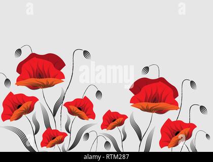 Vector Illustration von Mohnblumen im Hintergrund. 10 eps Stock Vektor