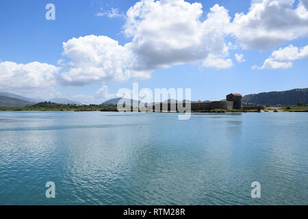 Ruinen der Venezianischen Dreieck Schloss, antike Stadt in Albanien. Butrint - UNESCO-Welterbe. Stockfoto