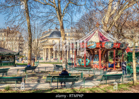 Parc Monceau Panorama im Winter - Paris Stockfoto