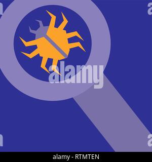 Fehler Tier mit Lupe Vector Illustration Design Stock Vektor