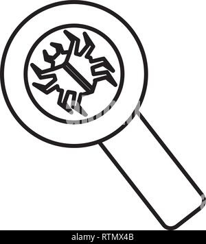 Fehler Tier mit Lupe Vector Illustration Design Stock Vektor