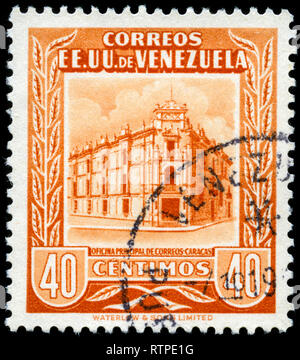 Briefmarke aus Venezuela in die Hauptpost Caracas - 1953 Serie Stockfoto