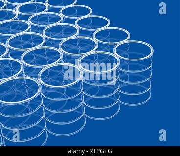 Gruppe von Ölfässern. Vektor Rendering von 3d Stock Vektor