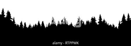 Wald von Nadelbäumen, silhouette vector Hintergrund Stock Vektor