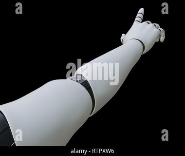 Roboter Hand, Zeigefinger, isoliert Stockfoto