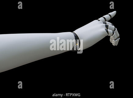 Roboter Hand, Zeigefinger, isoliert Stockfoto