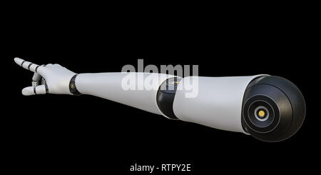 Roboter Hand, Zeigefinger, isoliert Stockfoto