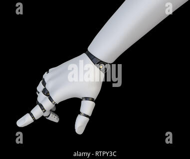 Roboter Hand, Zeigefinger, isoliert Stockfoto