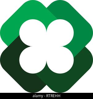 Vierblättriges Kleeblatt symbol Vektor logo Stock Vektor