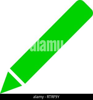 Bleistift Symbol - Grün einfach, isoliert - Vector Illustration Stock Vektor