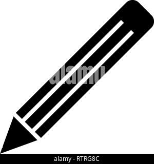 Bleistift Symbol - Schwarz einfach, isoliert - Vector Illustration Stock Vektor