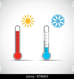 Hitze thermometer Symbol heiß kalt Wetter Vektor-illustration EPS 10. Stock Vektor