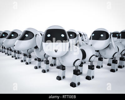 3D-rendering Hund Roboter Montage oder Gruppe von Hund Roboter Stockfoto