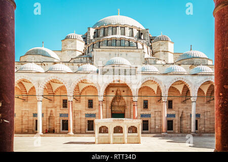 Die berühmten Suleymaniye Moschee, Istanbul, Türkei - 19. September 2018. Stockfoto