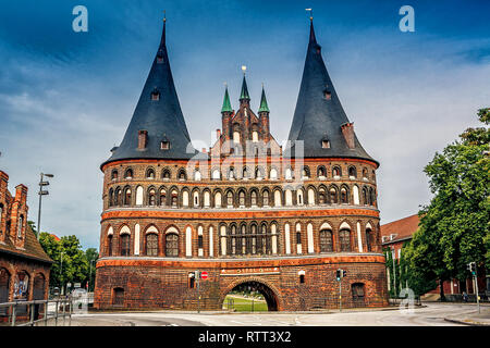 Holstentor in Lübeck Altstadt, Deutschland. Das Holstentor (Holstentor) in Lübeck Altstadt, Region Schleswig-Holstein, Deutschland Stockfoto