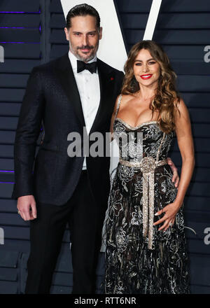 BEVERLY HILLS, Los Angeles, CA, USA - 24. Februar: Schauspieler Joe Manganiello und Frau/Schauspielerin Sofia Vergara am 2019 Vanity Fair Oscar Partei kommen im Wallis Annenberg Center für Darstellende Künste am Februar 24, 2019 in Beverly Hills, Los Angeles, Kalifornien, Vereinigte Staaten. (Foto von Xavier Collin/Image Press Agency) Stockfoto