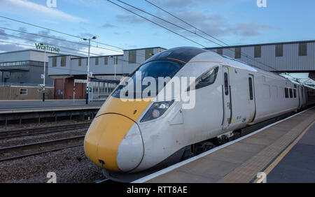 Azuma Zug in Peterborough Station Stockfoto