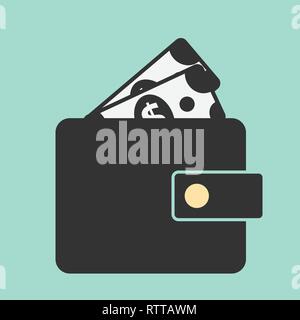 Wallet und Dollar Abbildung. Flache vektor Symbol für Design Stock Vektor