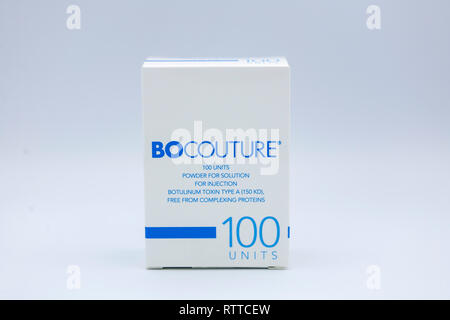 Ein Feld von 100 Einheiten, Pulver zur Herstellung einer Injektionslösung Clostridium botulinum Toxin Typ A (150 KD), frei von Komplexbildnern Proteine. Botulinum Toxin. Botulinumtoxin Stockfoto