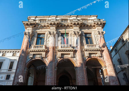 VICENZA, Italien - 29 Dezember, 2018: Loggia del Capitanato, von Andrea Palladio und ein UNESCO-Weltkulturerbe - Vicenza, Italien entworfen Stockfoto