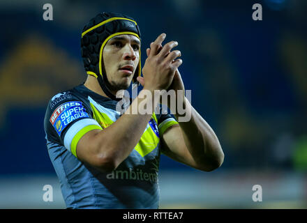 1. März 2019, Headingley Carnegie Stadion, England; Betfred Super League, Runde 4, Leeds Rhinos vs Wakefield Trinity; Ben Jones-Bishop von Wakefield Trinity feiert mit der Dreifaltigkeit Fans nach ihrem Sieg bei der Nashörner Credit: Craig Milner/News Bilder Stockfoto