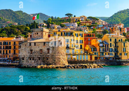 Italienische Schloss am Meer das Castello di Rapallo in der italienischen Riviera Portofino - Genua - Ligurien - Italien Stockfoto