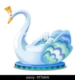 Die Statue von einem Schwan mit einer Krone auf weißem Hintergrund. Vektor cartoon Close-up Abbildung. Stock Vektor