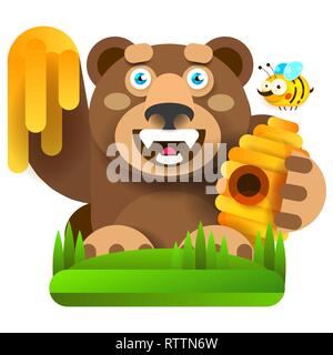 Bär mit Honig in der Natur Vector Illustration für Ihr Design Stock Vektor