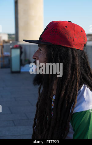 Rasta Mann in einem Red Cap Stockfoto