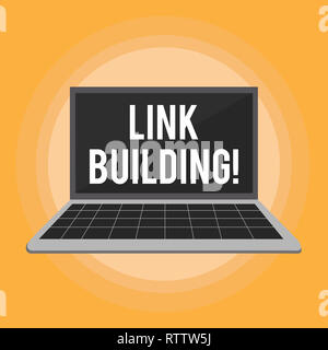 Text Zeichen angezeigt Link Building. Konzeptionelle foto Prozess des Erwerbs von Hyperlinks von anderen Webseiten Verbindung Stockfoto