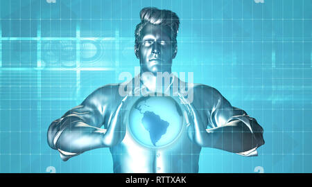 Business Technologie Global Network mit futuristischen Kunst Stockfoto