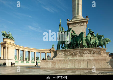 Nachmittag am Heldenplatz in Budapest, Ungarn. Stockfoto