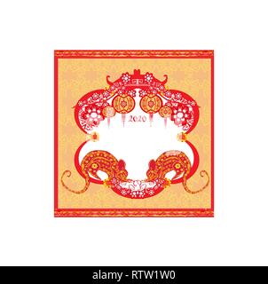 Happy Chinese New Year 2020 - Jahr der Ratte Stock Vektor