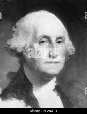 George Washington von einem unfertigen Gemälde von Gilbert Stuart Bild mit digitalen Restaurierung und Retusche Techniken aktualisiert Stockfoto