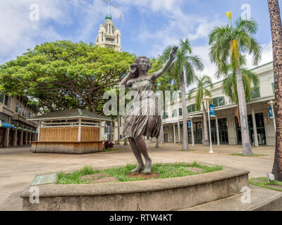 Ansicht der neuen Aloha Tower Marktplatz Am 6. August 2016 in Honolulu, Hawaii. Neu renovierte Aloha Tower Marketplace ist das Tor zum Honolulu Har Stockfoto