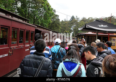 Besuchen sie Australien. Scenics und Blick auf Australien. Dampfeisenbahn 'Puffing Billy', der Dandenongs, Victoria, Australien Stockfoto