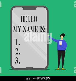 Text Zeichen angezeigt Hallo mein Name ist. Konzeptionelle foto Sitzung jemand neue Einführung Interview Präsentation Stockfoto