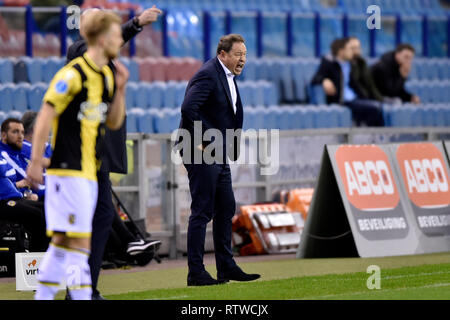 Arnheim, 02-03-2019, GelreDome, Saison 2018 / 2019, Eredivisie, Vitesse Trainer Leonid Slutskiy während dem Spiel Vitesse-NAC Stockfoto