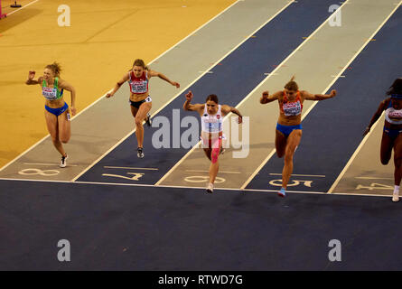 Glasgow, Vereinigtes Königreich: 2. März 2019: Ewa Swoboda gewinnt Gold in 60 m Rennen auf europäischen Leichtathletik Indoor Championships 2019. Credit: Pawel Pietraszewski/Alamy Nachrichten Stockfoto