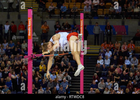 Glasgow, Vereinigtes Königreich: 2. März 2019: Pawel WOJCIECHOWSKI gewinnt Gold und Piotr Lisek Silber im Pole Vault auf europäischen Leichtathletik Indoor Championships 2019. Credit: Pawel Pietraszewski/Alamy Nachrichten Stockfoto