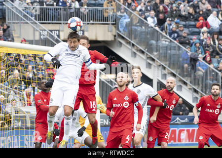 Chester, Pennsylvania, USA. 2 Mär, 2019. Der Philadelphia Union ALEJANDRO BEDOYA (11), die in Aktion im Spiel gegen Toronto FC am Talen Energie Stadion in Chester, Pennsylvania Credit: Ricky Fitchett/ZUMA Draht/Alamy leben Nachrichten Stockfoto