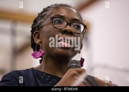 London, Großbritannien. 2. März, 2019. Danièle Obono, Französisch MP für die Frankreich Insoumise Partei, Adressen der ¡No Pasaran! Die Aufarbeitung der Aufstieg der Far-Right Konferenz an Bloomsbury Central. Credit: Mark Kerrison/Alamy leben Nachrichten Stockfoto