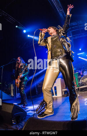 Mailand Italien. 02. März 2019. Deutsch Rock Band die Struts führt live auf der Bühne bei Magazzini Generali ihr neues Album "Jung & Gefährlich "Credit: Rodolfo Sassano/Alamy Live News präsentieren zu können Stockfoto