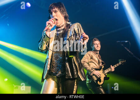 Mailand Italien. 02. März 2019. Deutsch Rock Band die Struts führt live auf der Bühne bei Magazzini Generali ihr neues Album "Jung & Gefährlich "Credit: Rodolfo Sassano/Alamy Live News präsentieren zu können Stockfoto