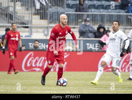 Chester, Pennsylvania, USA. 2 Mär, 2019. Toronto FC MICHAEL BRADLEY (4) in Aktion gegen die Philadelphia Union Talen Energie Stadion in Chester, Pennsylvania Credit: Ricky Fitchett/ZUMA Draht/Alamy leben Nachrichten Stockfoto