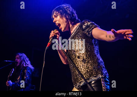 Mailand Italien. 02. März 2019. Deutsch Rock Band die Struts führt live auf der Bühne bei Magazzini Generali ihr neues Album "Jung & Gefährlich "Credit: Rodolfo Sassano/Alamy Live News präsentieren zu können Stockfoto