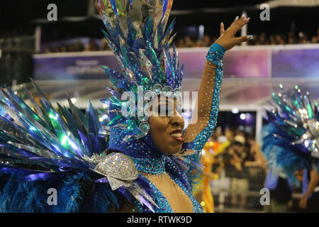 Sao Paulo, Brazill. 3 Mär, 2019. Parade der Mocidade Alegre, während des zweiten Tages der Paraden des samba Schulen, der besonderen Karneval Gruppe von Sao Paulo 2019, im SambÃ³dromo do Anhembi in São Paulo, am Sonntag. März 3, 2019. Credit: FÃ¡Bio Vieira/FotoRua/ZUMA Draht/Alamy leben Nachrichten Stockfoto