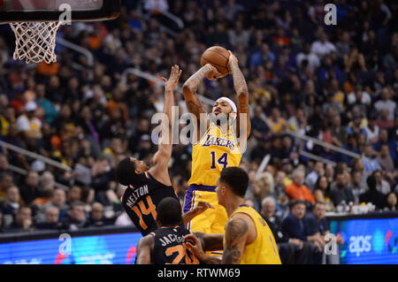 Phoenix, AZ, USA. 2. März, 2019. Los Angeles Lakers vorwärts Brandon Ingram (14) Während der NBA-Spiel an der Talking Stick Resort Arena in Phoenix, AZ. Joe Camporeale/Cal Sport Media Credit: Cal Sport Media/Alamy leben Nachrichten Stockfoto