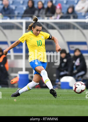 Nashville, USA. 3 Mär, 2019. Marta von Brasilien konkurriert während des SheBelieves Cup Frauen Fußball Match gegen Japan bei Nissan Stadion in Nashville, Tennessee, United States, 2. März 2019. Brasilien verlor 1-3. Quelle: Xinhua/Alamy leben Nachrichten Stockfoto