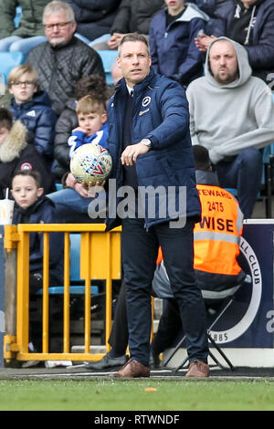 London, Großbritannien. 02 Mär, 2019. Millwall Manager Neil Harris während der efl Sky Bet Championship Match zwischen Millwall und Norwich City an der Höhle, London, England am 2. März 2019. Foto von Ken Funken. Nur die redaktionelle Nutzung, eine Lizenz für die gewerbliche Nutzung erforderlich. Keine Verwendung in Wetten, Spiele oder einer einzelnen Verein/Liga/player Publikationen. Credit: UK Sport Pics Ltd/Alamy leben Nachrichten Stockfoto